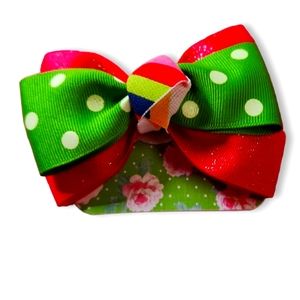 Pink and Green Hair Bow